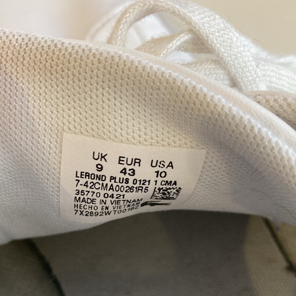 Lacoste white leather trainers, Men's Size 10 - Picture 5 of 11
